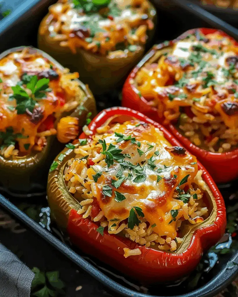 Easy Vegetarian Stuffed Bell Peppers with Rice