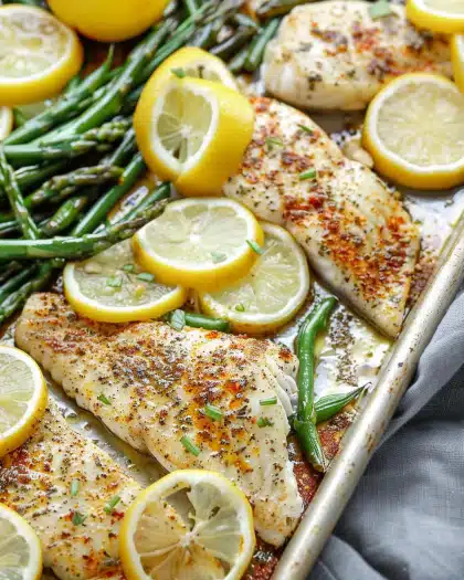 Lemon Pepper Tilapia Sheet Pan Dinner