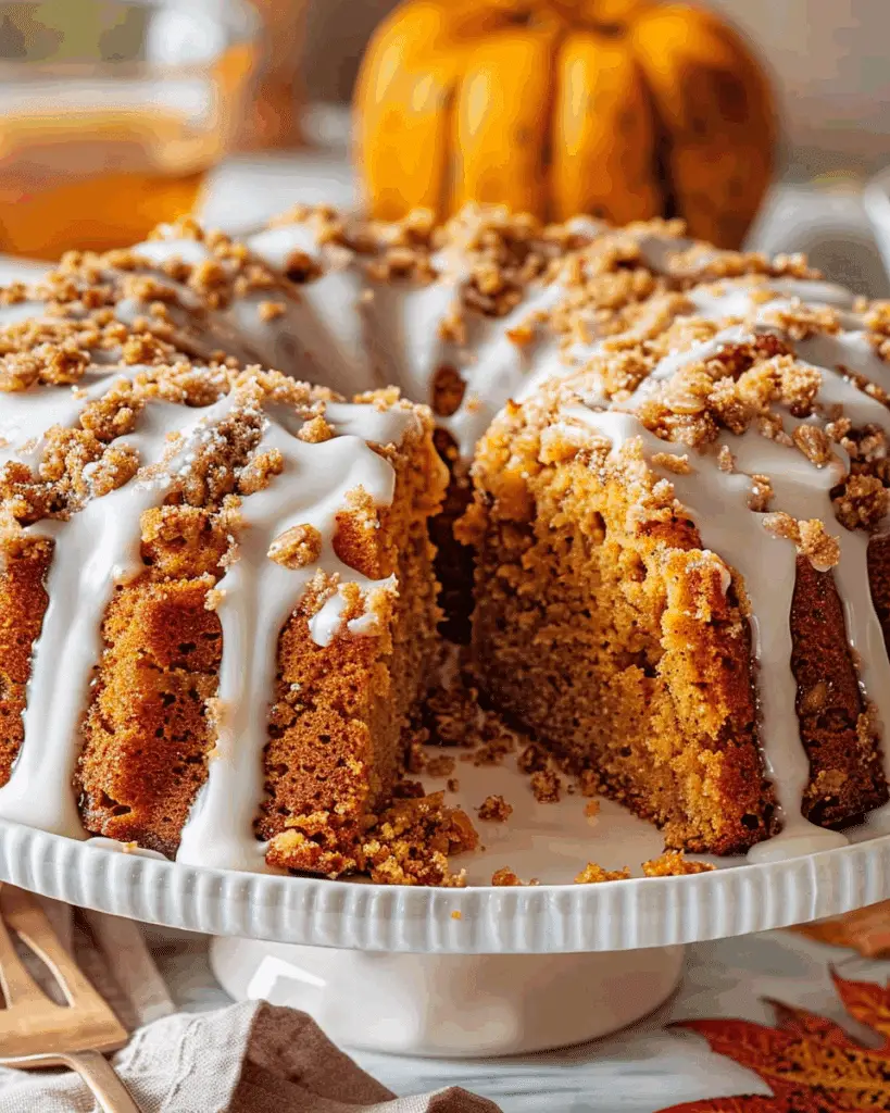 Pumpkin Coffee Cake with Streusel and Icing