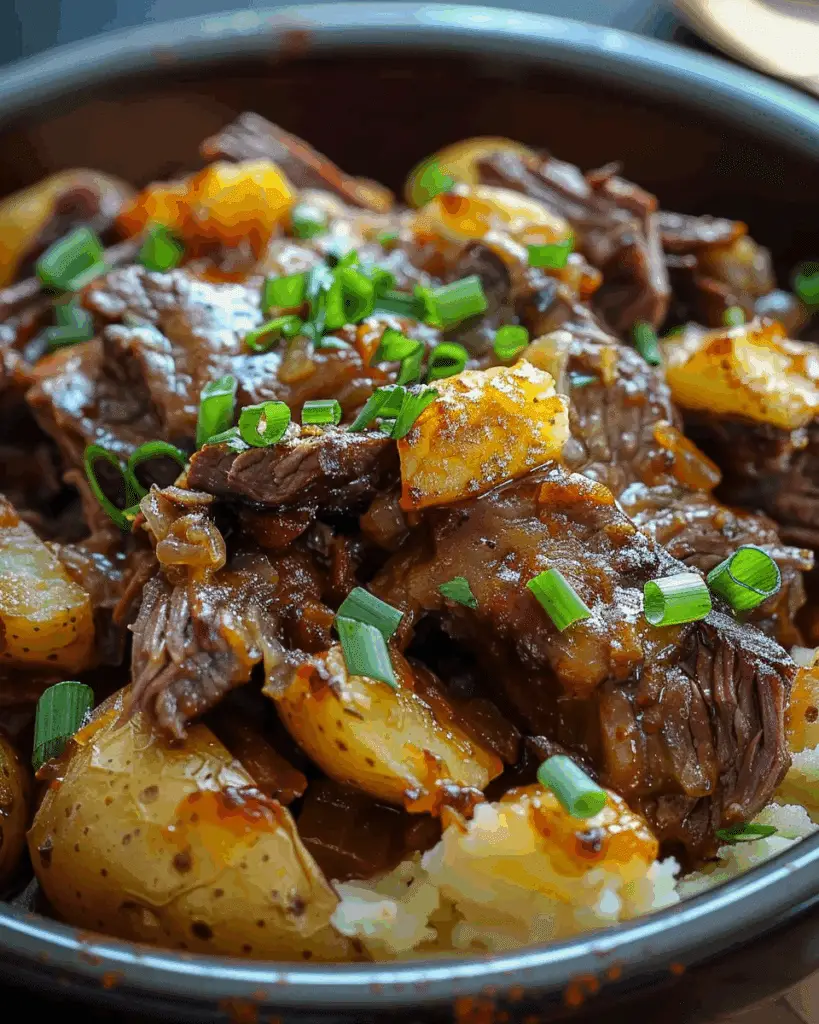 Crockpot Loaded Steak Potato Bake