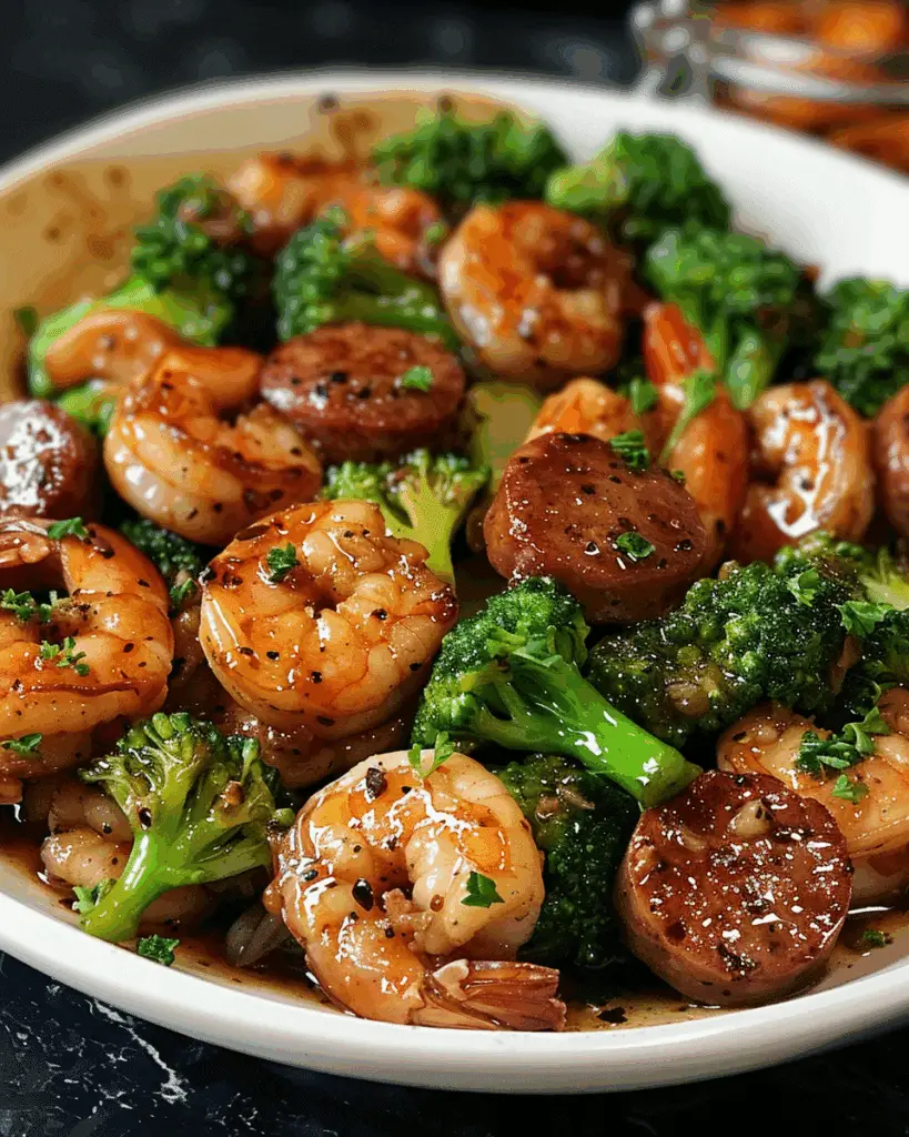 Honey Garlic Shrimp Sausage Broccoli