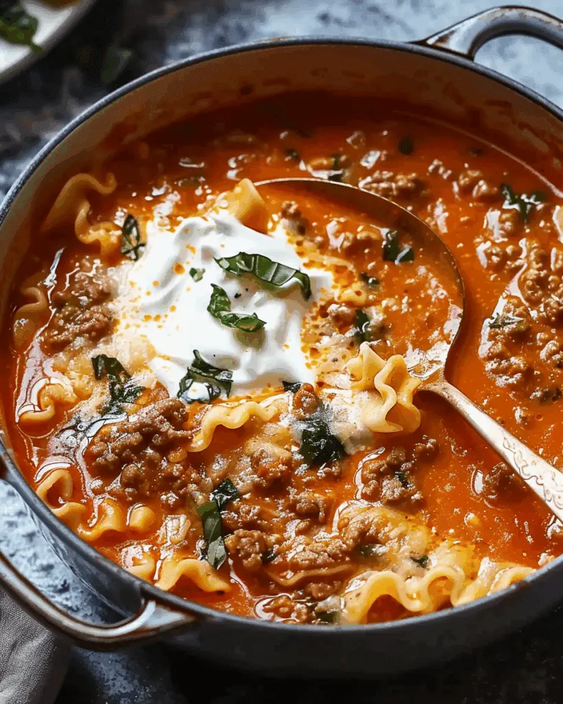 Mouthwatering One Pot Lasagna Soup