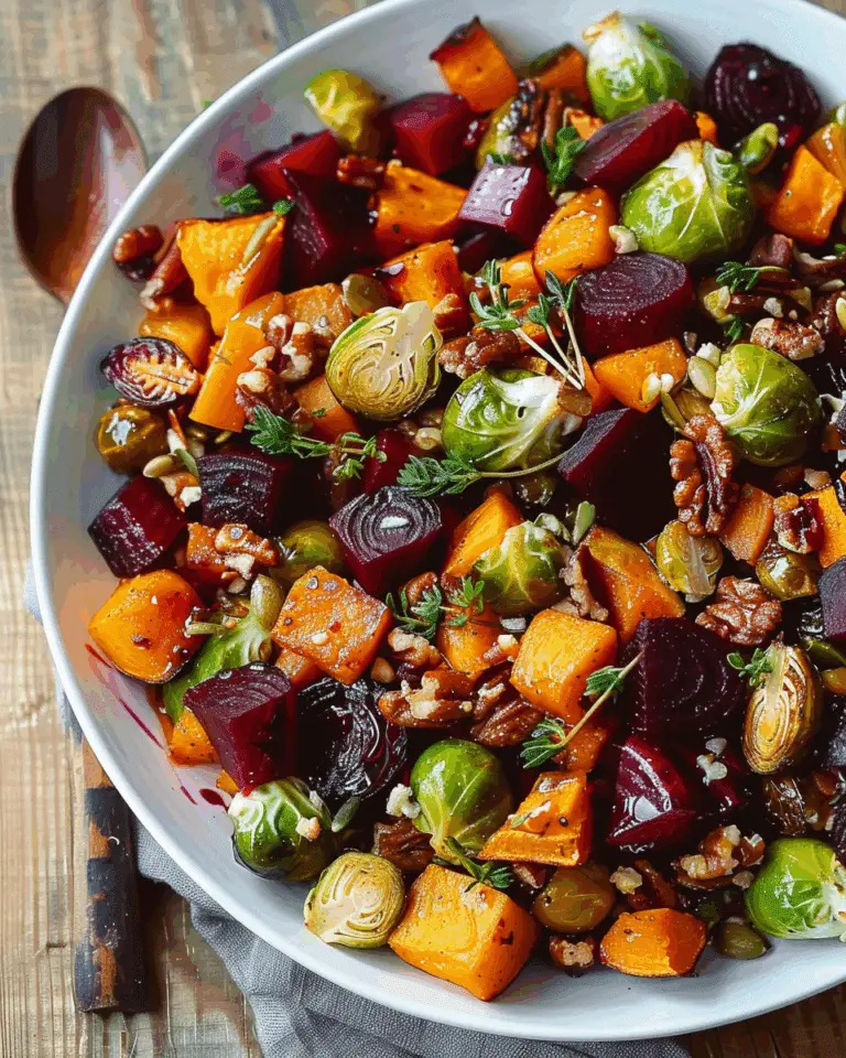 Winter Vegetable Salad with Butternut Squash, Brussels Sprouts, and Beets