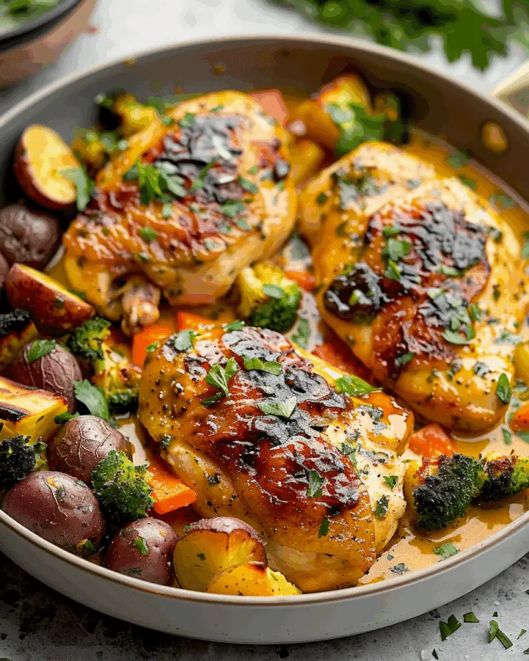 Honey Mustard Chicken with Roasted Potatoes & Veggies