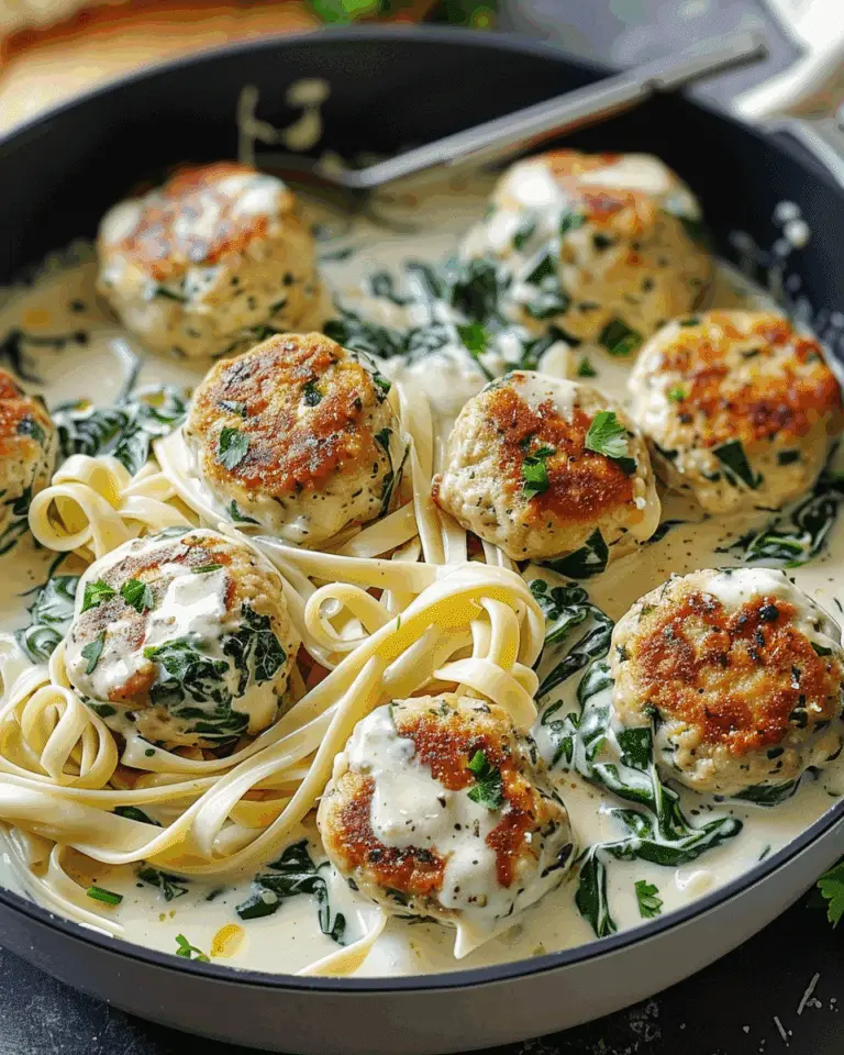 Chicken Ricotta Meatballs with Spinach Alfredo Sauce