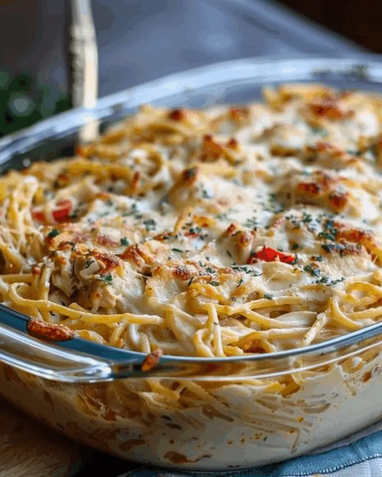 Creamy Rotel Chicken Spaghetti Casserole