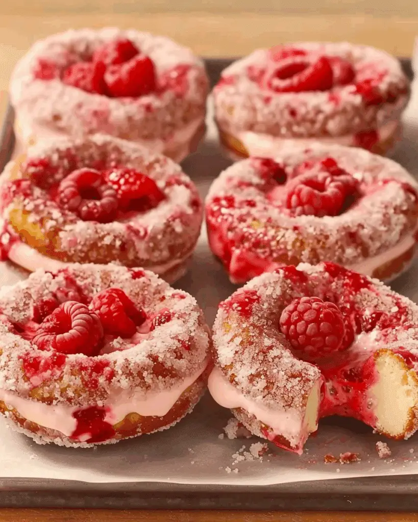Raspberry Cheesecake Stuffed Donuts