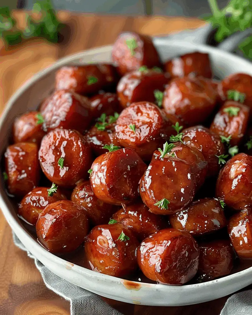 Slow Cooker Apple Kielbasa Bites