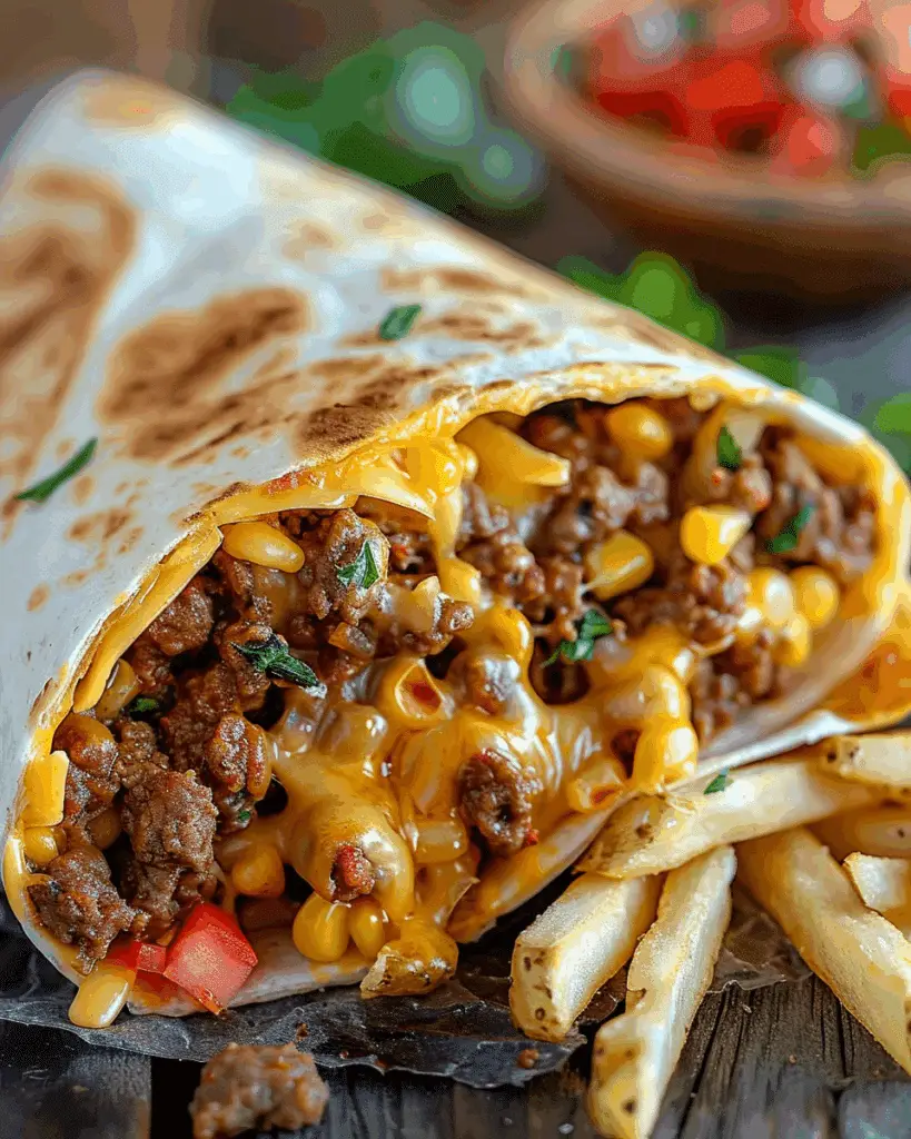 Beefy Cheesy Fries Burrito Wrap