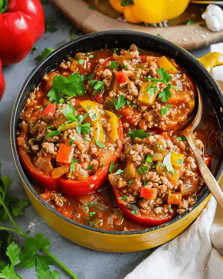 Hearty Stuffed Bell Pepper Soup with Ground Turkey