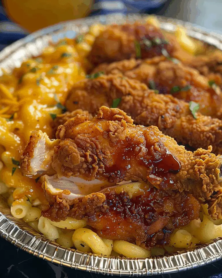 Honey Glaze Sweet & Spicy Fried Chicken with Buttermilk Mac & Cheese