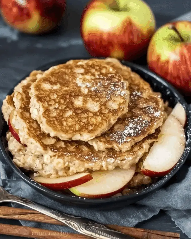 Apple Cinnamon Oatmeal Pancakes (No Flour, No Sugar)