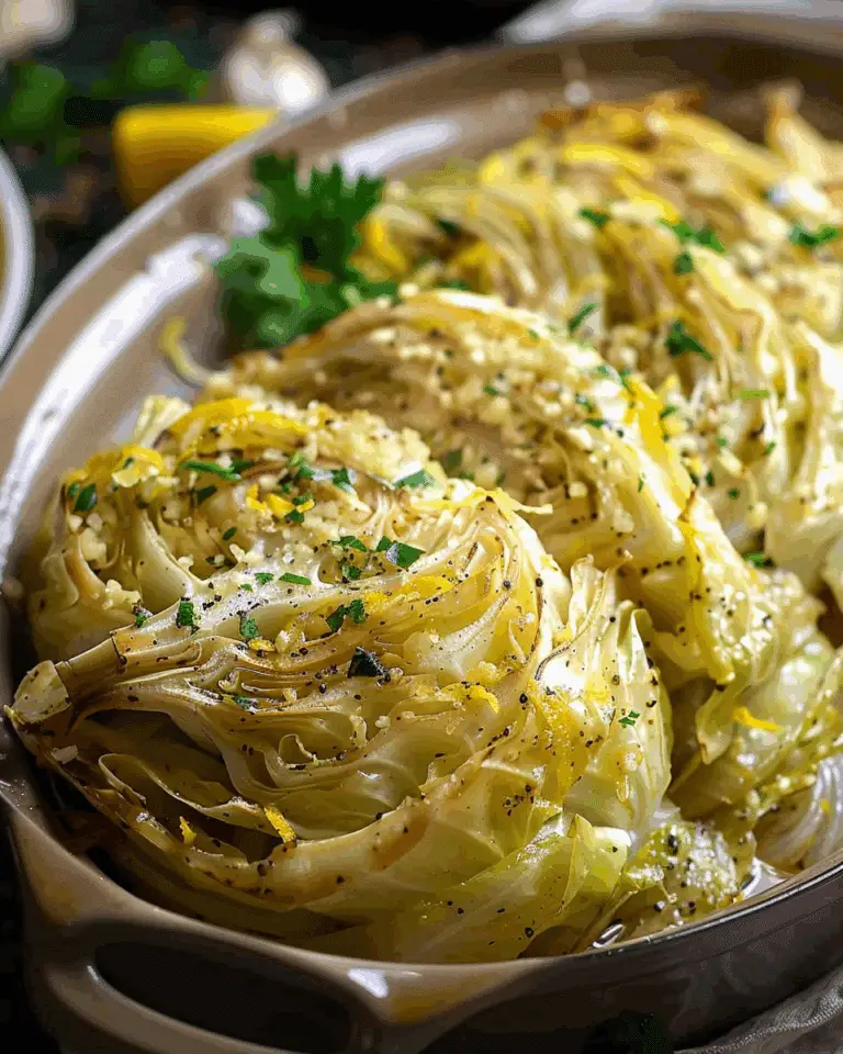 Slow Cooker Garlic Parmesan Whole Cabbage with Lemon Butter