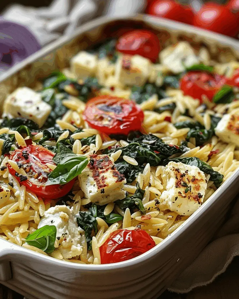 Baked Feta Orzo Spinach