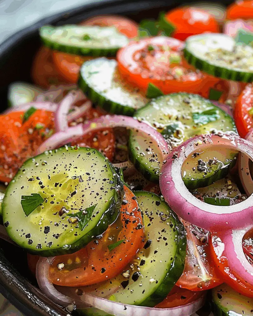 Marinated Cucumber, Onion, and Tomato Salad