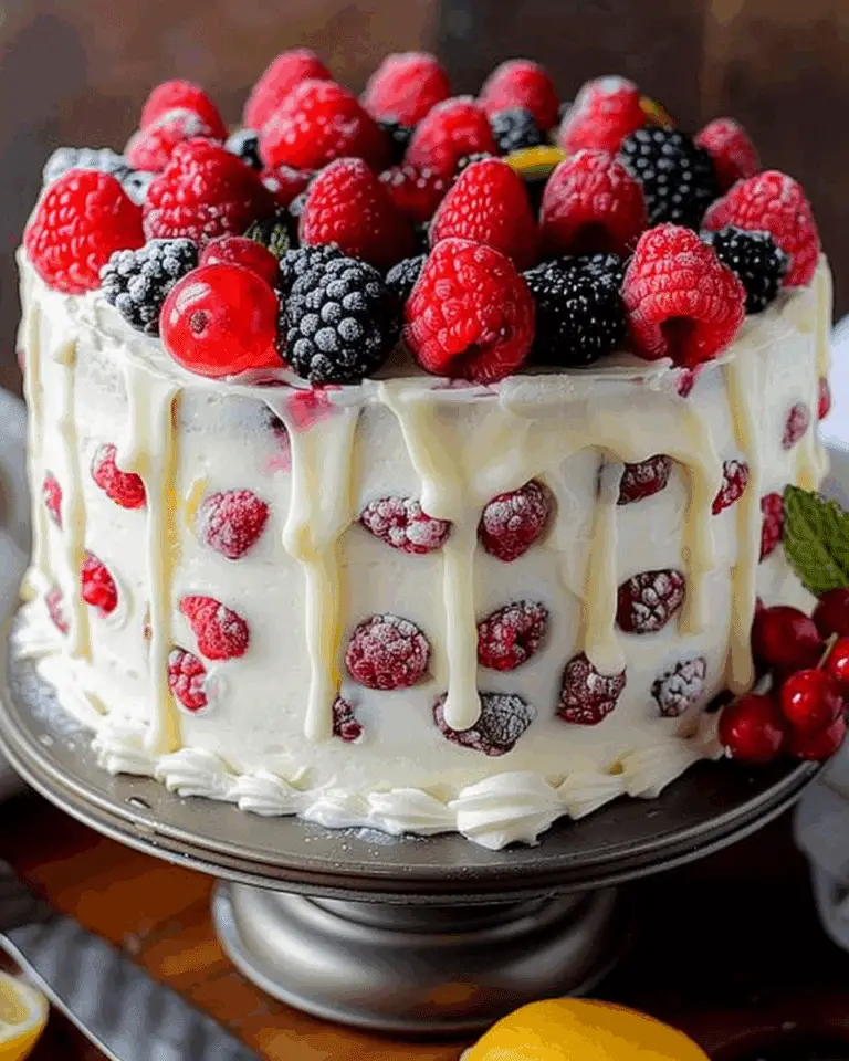 Lemon Berry Christmas Cake (With Creamy Lemon Frosting)