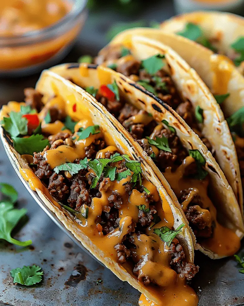 Smashed Cowboy Butter Burger Tacos with Spicy Dipping Sauce