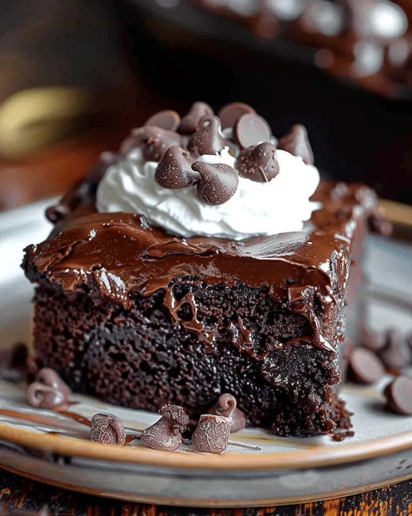 Sinful Triple Chocolate Fudge Poke Cake