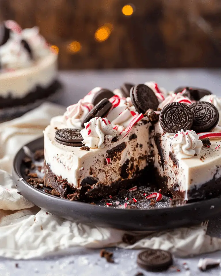 No Bake Peppermint Oreo Cheesecake