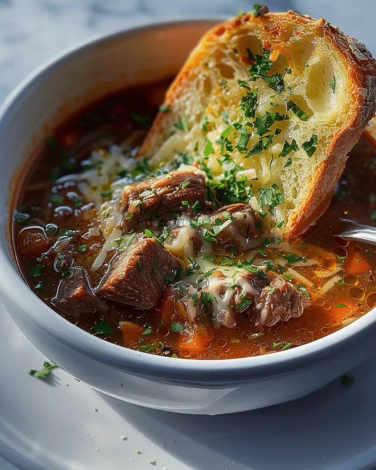 Braised Beef Soup with Cheese Bread