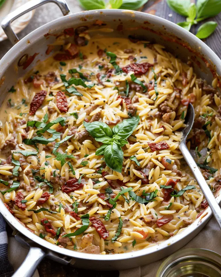 One Pot Creamy Sun-Dried Tomato Orzo