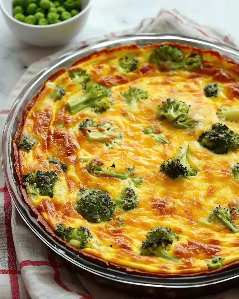 Quick Crustless Broccoli and Cheddar Quiche