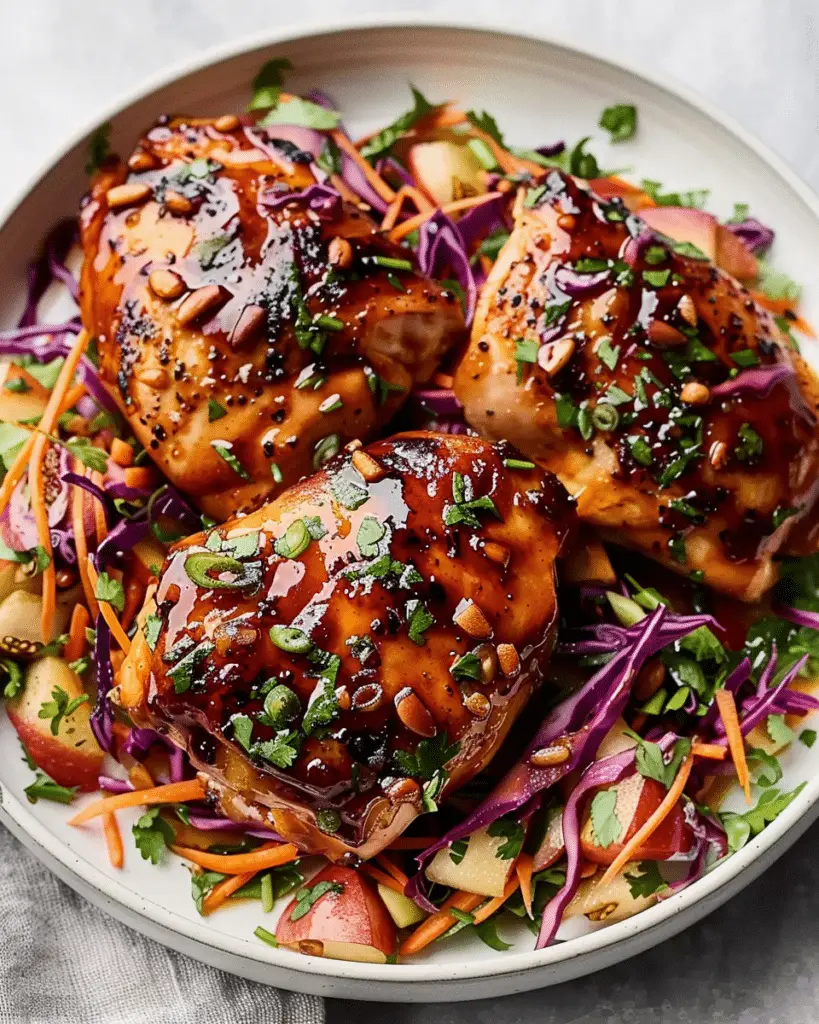 Sticky Apple Cider Chicken with Autumn Slaw
