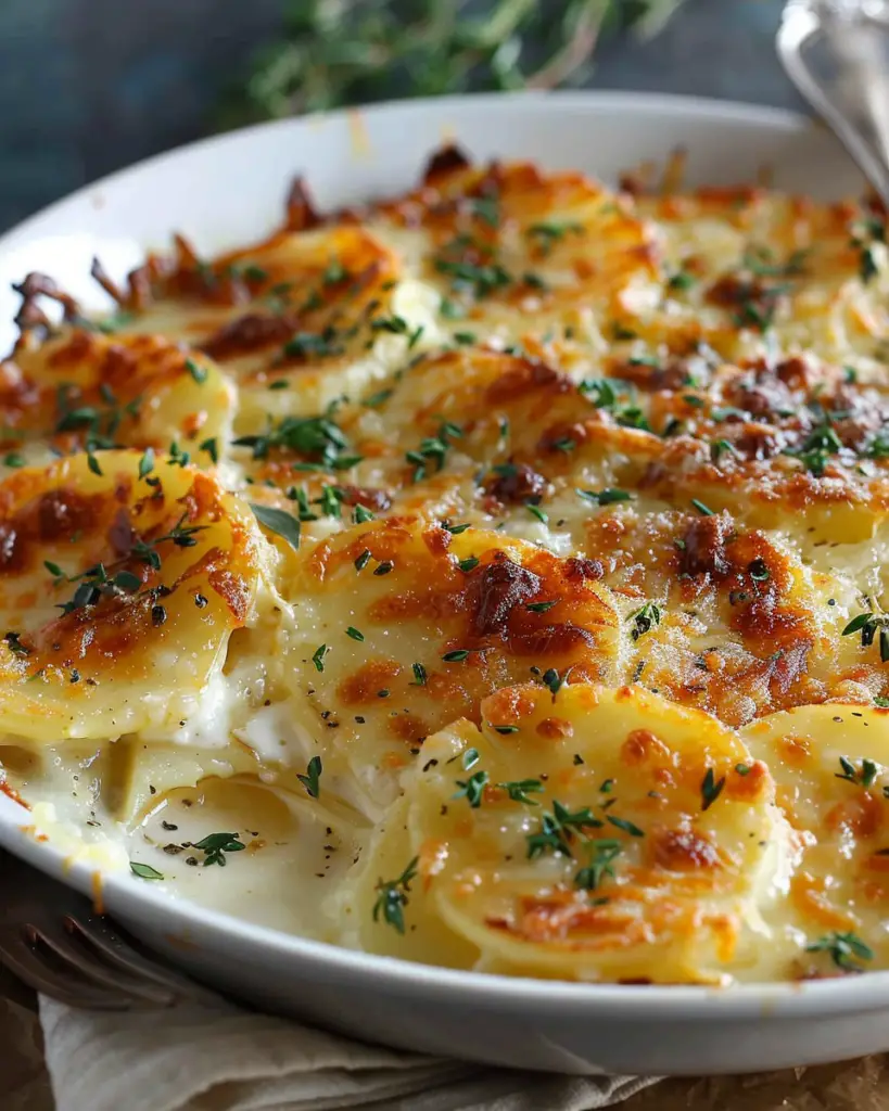 Easy Crispy Parmesan and Gruyere Potato Gratin Recipe | Cheesy Holiday Side Dish