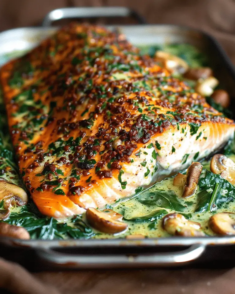Garlic Butter Salmon with Spinach & Mushrooms