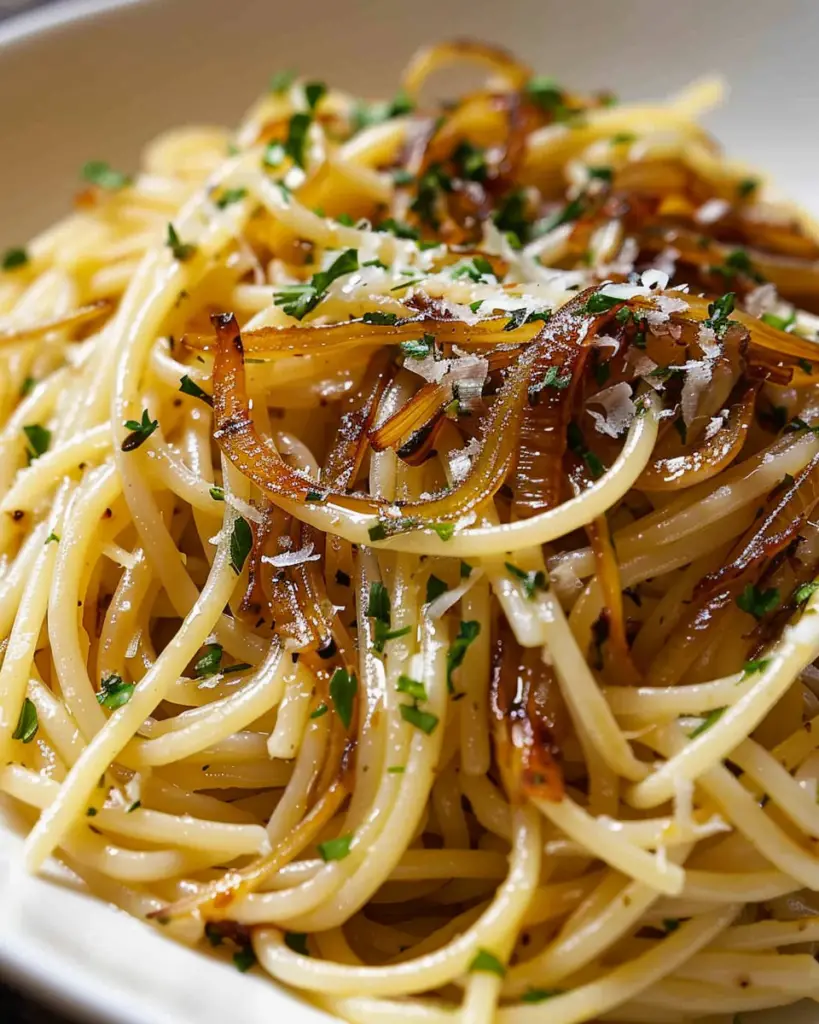 Caramelized Onion and Garlic Spaghetti – Easy Vegetarian Pasta Recipe