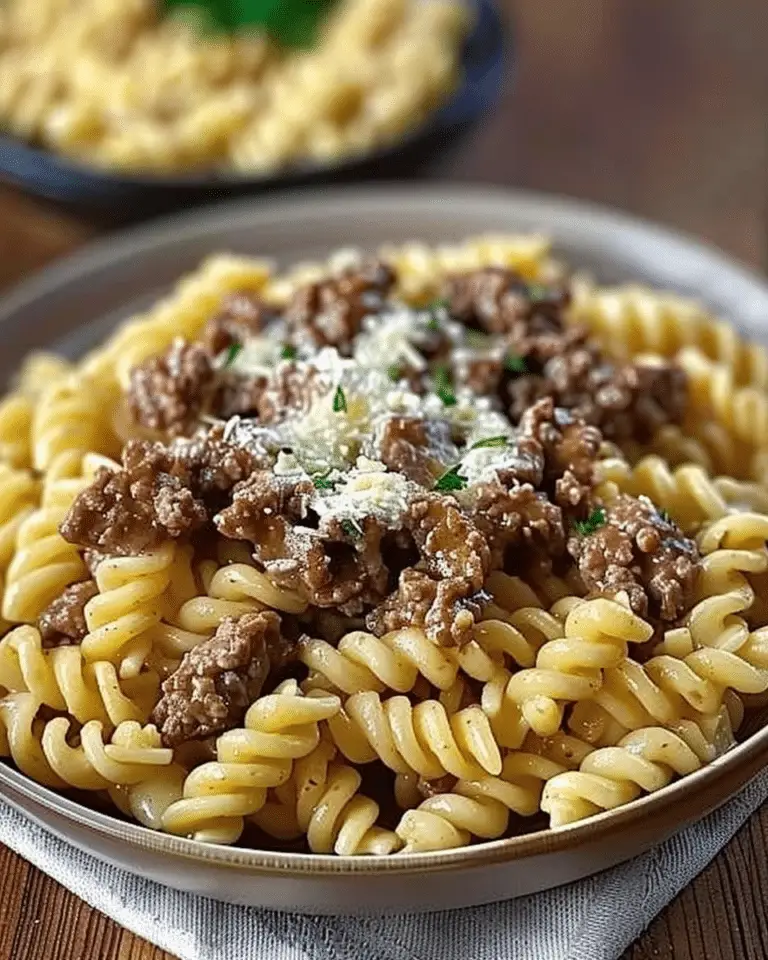 Beef and Rotini in Garlic Parmesan Sauce