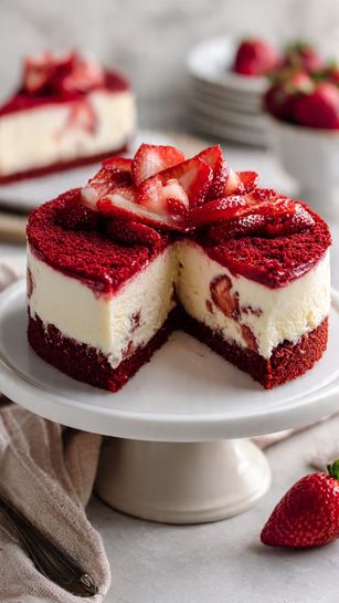 Red Velvet Strawberry Cheesecake