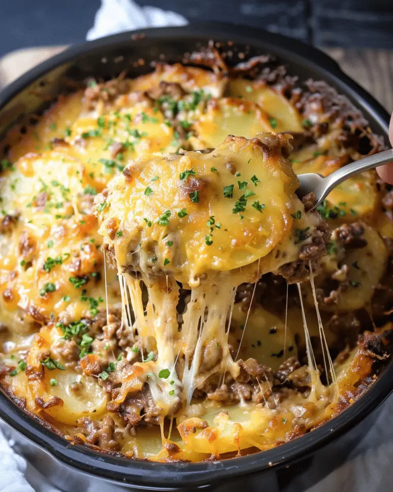 Slow Cooker Beef and Potato Au Gratin