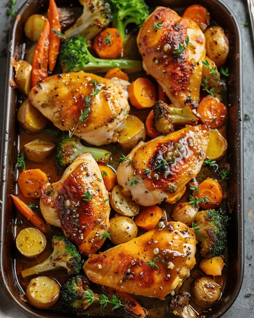 Easy Sheet Pan Honey Dijon Chicken with Veggies