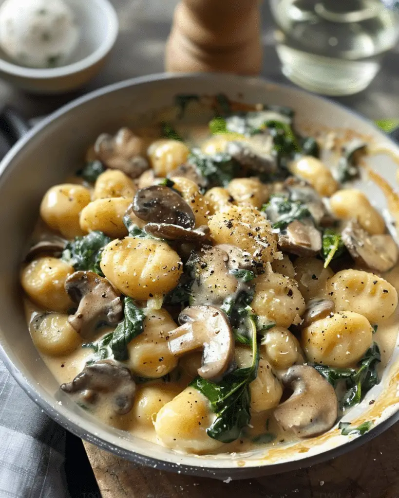 Creamy Spinach and Mushroom Gnocchi (One-Pan, 20 Minutes)