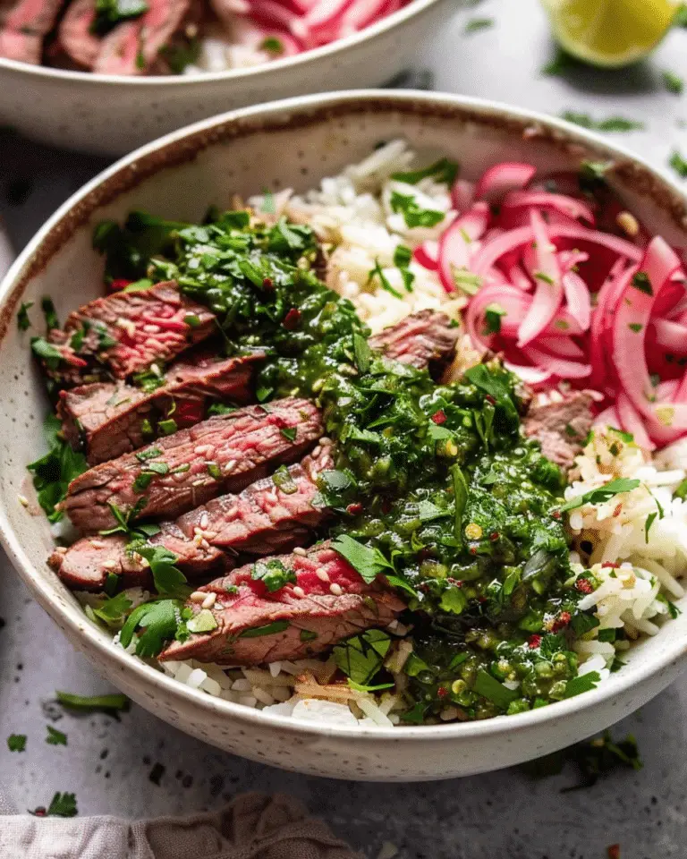 Skirt Steak Rice Bowls with Chimichurri Sauce