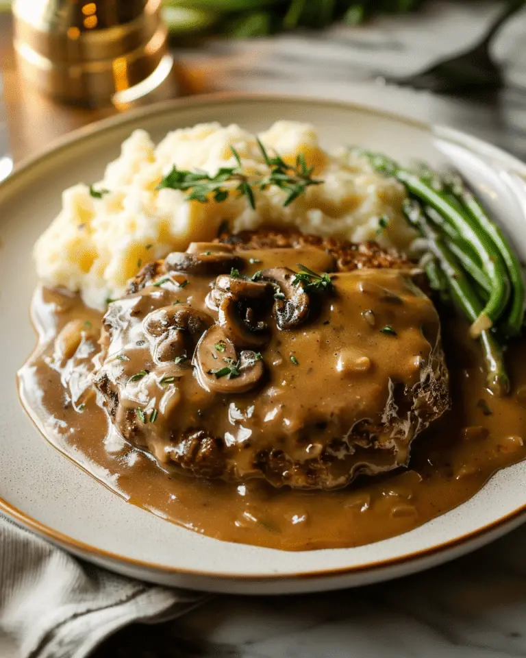 Slow Cooker Herb-Infused Salisbury Steak with Mushroom Gravy
