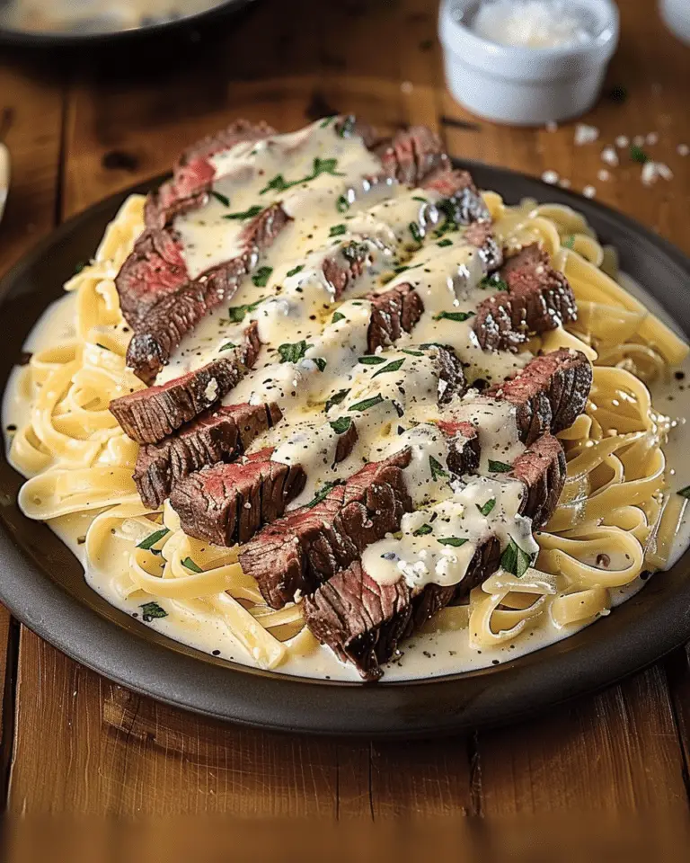 Savory Steak Gorgonzola Alfredo with Creamy Parmesan Sauce