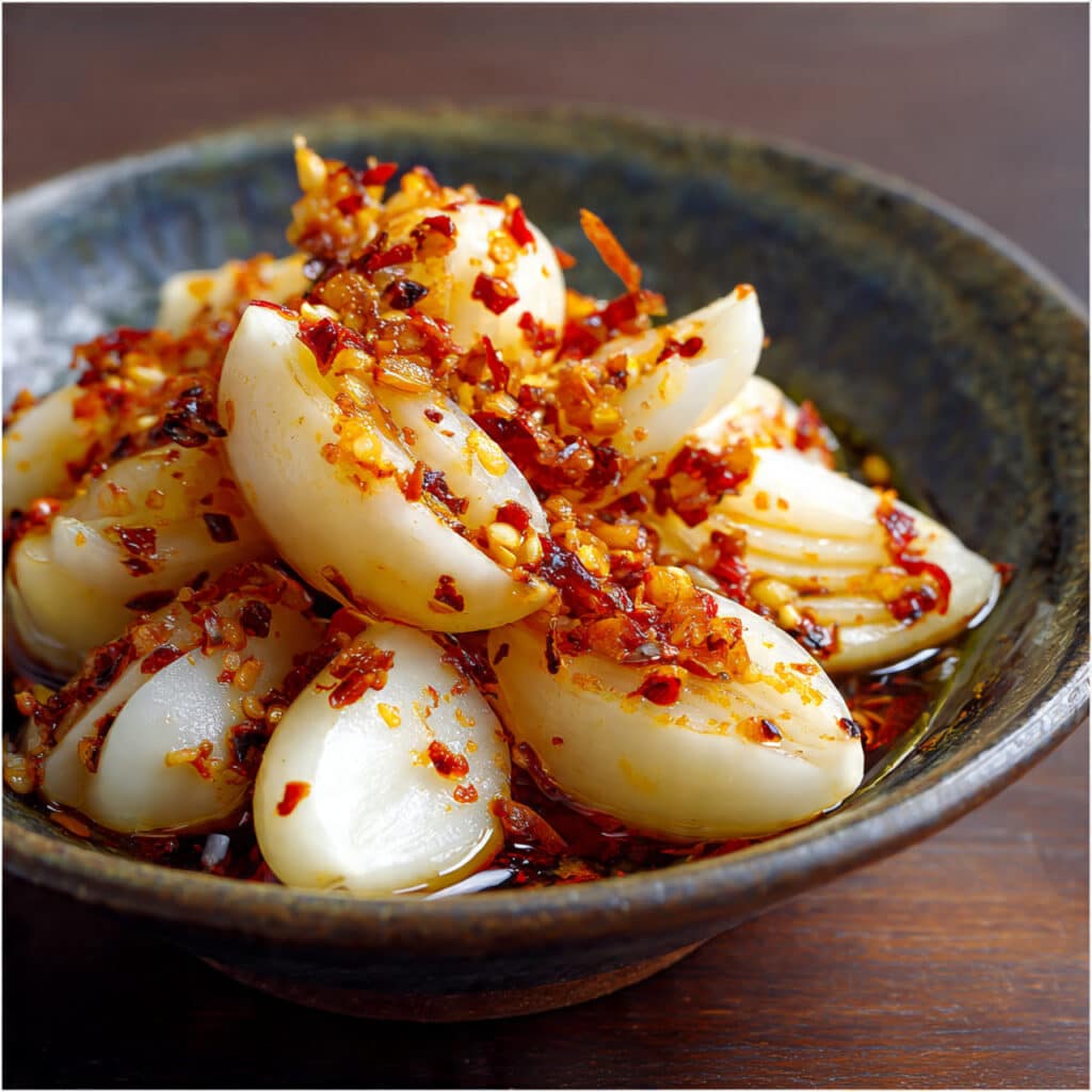 Pickled Garlic in Chili Oil