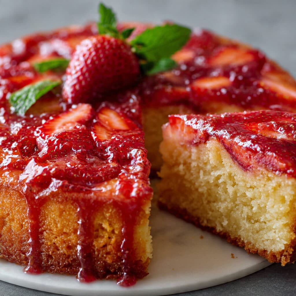 Upside Down Strawberry Cake