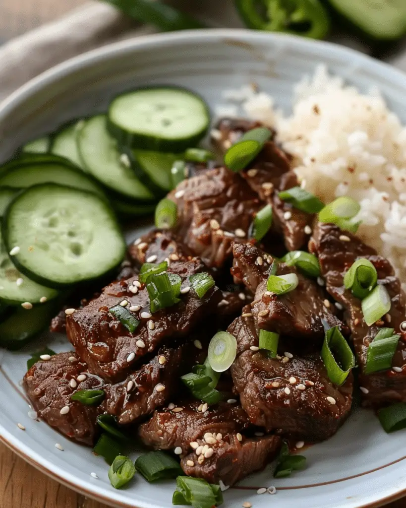 Delightful Spicy Keto Korean Beef with Cucumber Salad Dish
