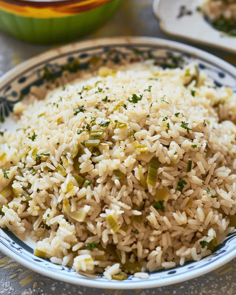 Greek Leeks & Rice Pilaf (Prasorizo)