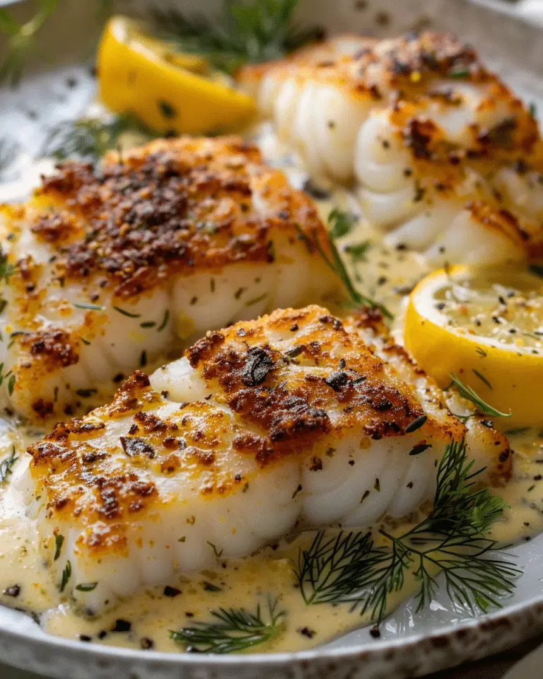 Garlic Herb Cod Strips with Creamy Lemon Sauce