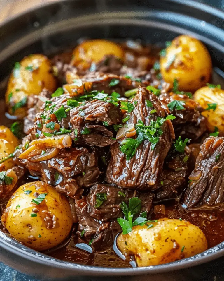 Slow Cooker Garlic Butter Beef with Potatoes