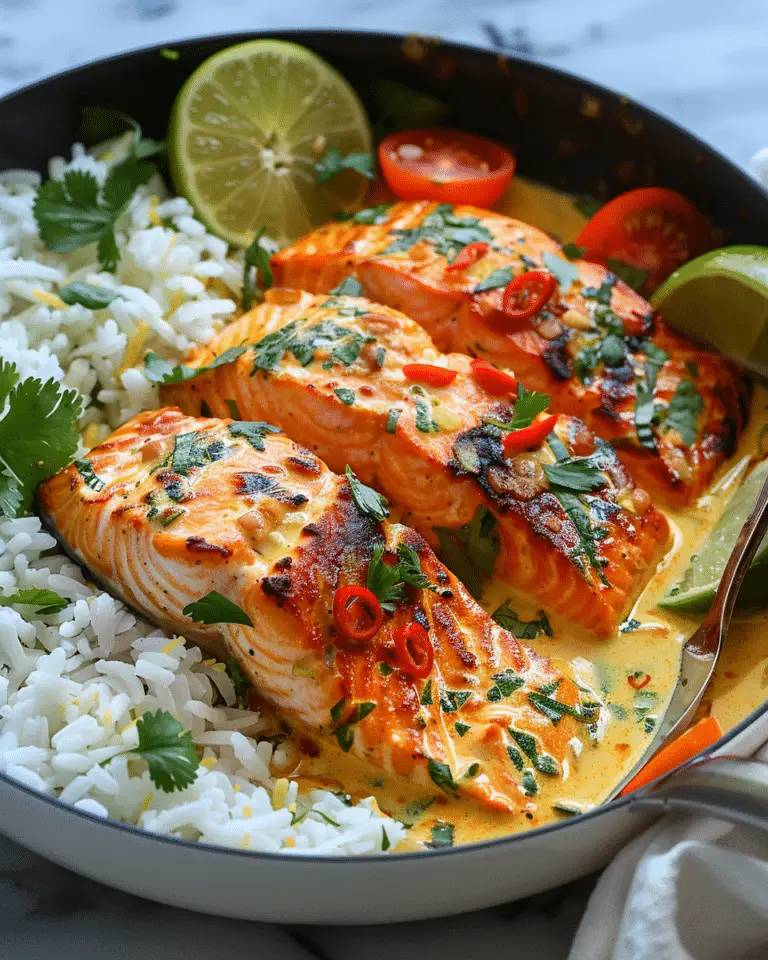 One-Pan Coconut Curry Salmon with Garlic Butter