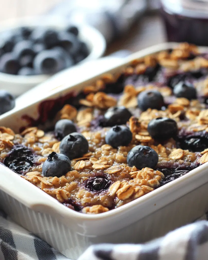 Healthy Blueberry Baked Oatmeal With Applesauce {No Banana}