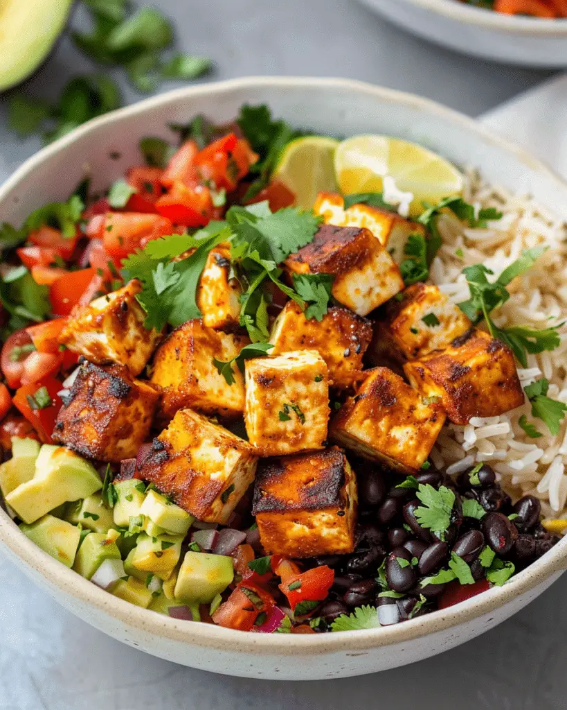 Spicy Baked Tofu Burrito Bowl