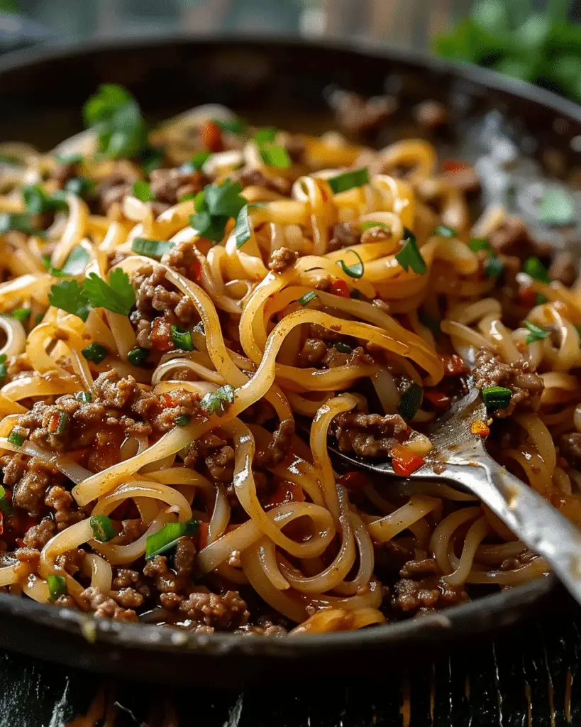 Mongolian Ground Beef Noodles