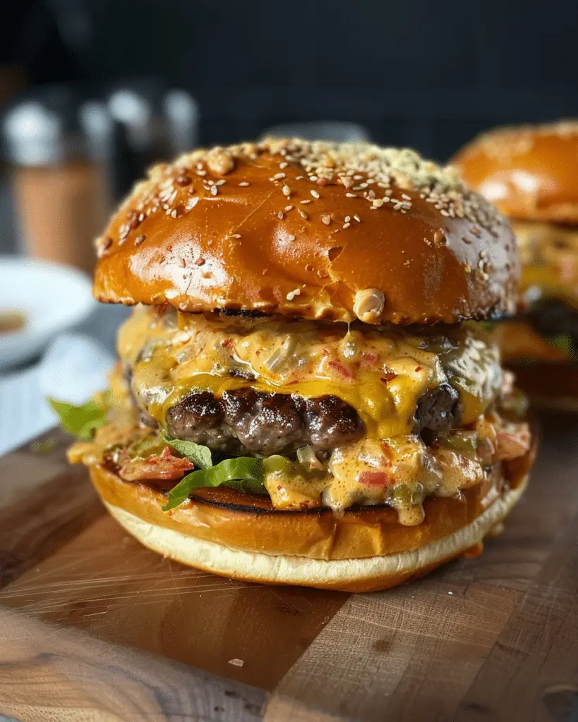 Smoked Pimento Cheese Burgers