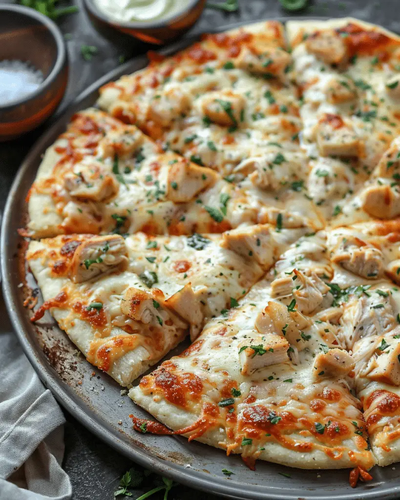 Alfredo Chicken Crust Pizza (Low Carb Recipe)